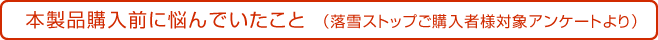 本製品購入前に悩んでいたこと(落雪ストップ購入者様対象アンケートより)